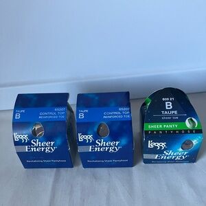 Leggs Sheer Energy Pantyhose Size B Lot Of 3 Taupe Control Sheer.